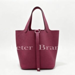 Hermès Picotin 18 Rouge Grenat Clemence Leather with Palladium Hardware