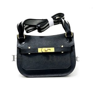 Hermès Jypsiere 28 Black Clemence Leather Gold Hardware Crossbody Bag 