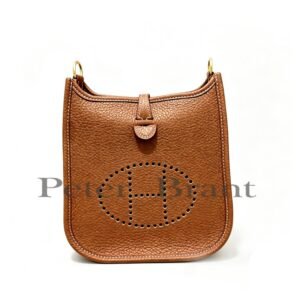 Hermès Mini Evelyne 17 Gold Clemence Leather Gold Hardware Crossbody Bag 