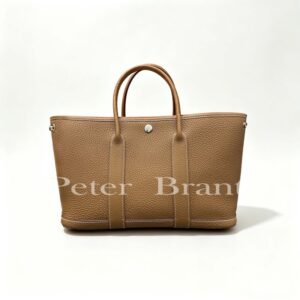 Authentic Hermes Garden Party 30cm Gold (Bleu Sable) Negonda Leather Tote Bag