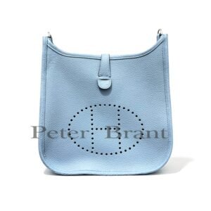 Hermès Evelyne 29 Bleu Lin Clemence Leather Crossbody Bag Palladium Hardware 