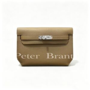 Hermès Kelly Wallet To Go Bag - Etoupe Epsom Leather, Silver Tone Hardware, Adjustable Strap