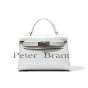 Hermès Mini Kelly II 20 White Epsom Leather Palladium Hardware 