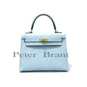  Hermès Mini Kelly II 20 Bleu Brume Epsom Leather Gold Hardware 