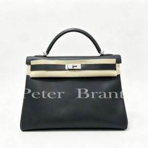 Black Swift Kelly 35  Hermès Kelly 35 Black Swift Leather Palladium Hardware Top Handle Bag 