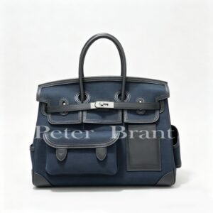 Hermès Birkin Cargo 35 Bleu Marine Canvas & Swift Leather Palladium Hardware 