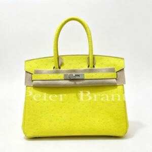 Hermès Birkin 30 Handbag - Jaune Citron Ostrich Leather, Palladium Hardware, Top Handle & Removable Strap