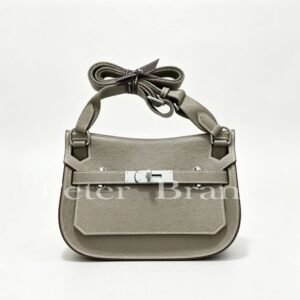 Hermès Jypsiere Etoupe Clemence Leather Silver Hardware Crossbody Bag