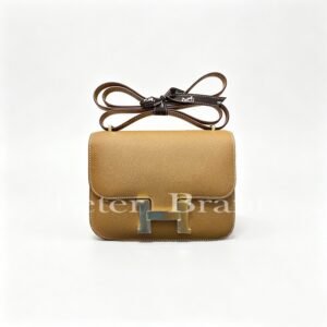 Hermès Constance Mini Epsom Leather Shoulder Bag in Gold with Gold Hardware