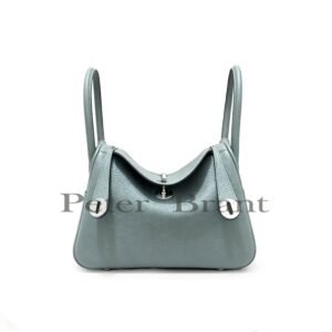 Hermès Lindy 26 Gris Meyer Clemence Leather Silver Hardware Shoulder Bag