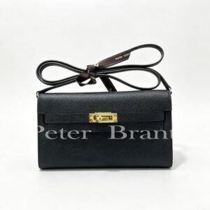 Hermès Kelly Wallet To Go Bag - Black Epsom Leather, Gold Tone Hardware, Adjustable Strap