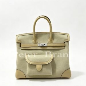 Beige Toile & Swift Cargo Birkin  Hermès Birkin Cargo 35 Beige Toile & Swift Leather Palladium Hardware Bag 