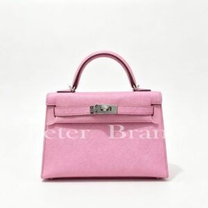 Hermès Mini Kelly II Pink Epsom Leather Silver Hardware Handbag