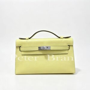 Hermès Mini Kelly Pochette Jaune Poussin Swift Leather Palladium Hardware 