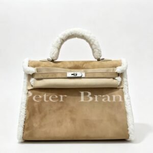  Hermès Kelly Shearling & Suede Limited Edition Handbag, Beige