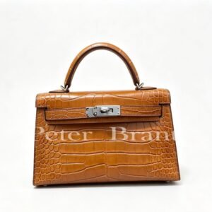 Orange Croc Mini Kelly Hermès Mini Kelly II Orange Matte Alligator Gold Hardware Crossbody Bag