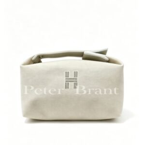 Hermès H Logo Canvas Tote Bag - Beige, Embroidered Detail, Top Handle