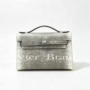 Hermès Mini Kelly Pochette Handbag - Natural Lizard Leather, Silver Palladium Hardware, Top Handle