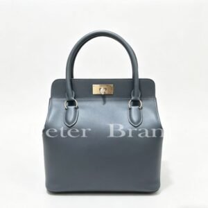 Hermès Toolbox 20 Handbag - Dark Grey Swift Leather, Gold Hardware, Top Handle & Shoulder Strap