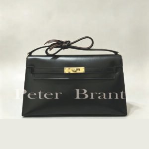 Hermès Kelly Elan Black Box Leather Shoulder Bag, Gold Hardware, Brand New