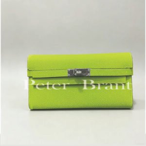 Hermès Kelly Wallet Lime Epsom Silver HW