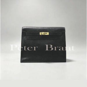 Hermès Kelly Clutch Black Lizard Gold HW