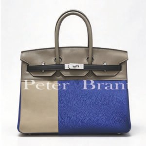 Hermès Birkin 30 HSS, Etoupe/Beige & Bleu Royal, Swift/Togo Leather, Palladium Hardware, Collector's Piece